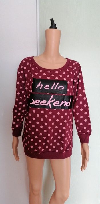 Haut de pyjama bordeaux Hello week-end S (36 et 38