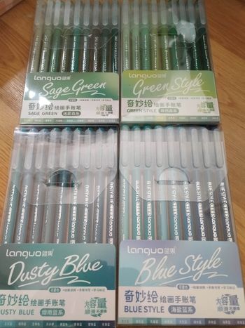 Lot 4 boîtes stylo gel Languo x9 neuf bleu vert