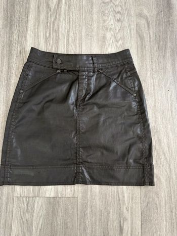 Jupe en similicuir marron et noire Miss Captain T34 XS