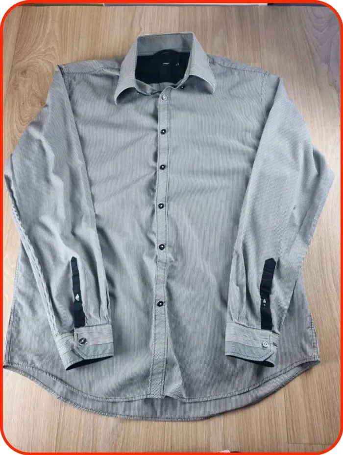Chemise rayé noir et gris Celio Taille XL - photo numéro 2