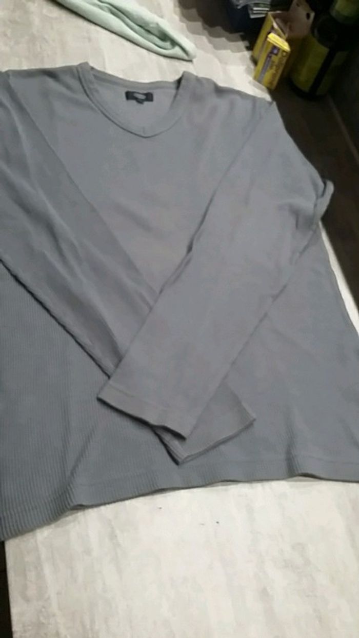 polo manche longue gris