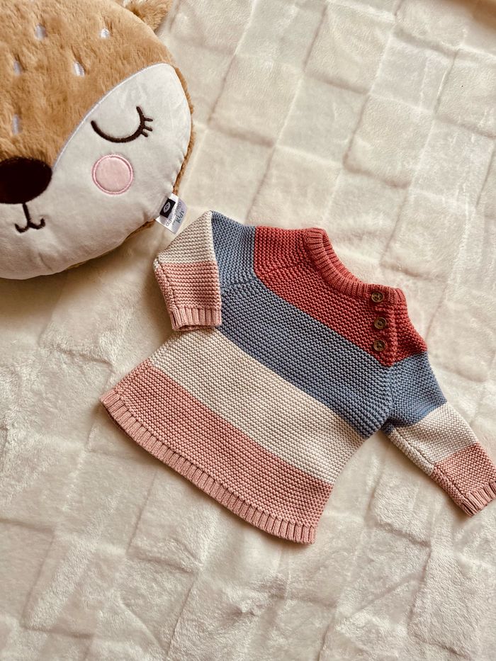 Pull manches longues multicolore taille 3 mois Topomini