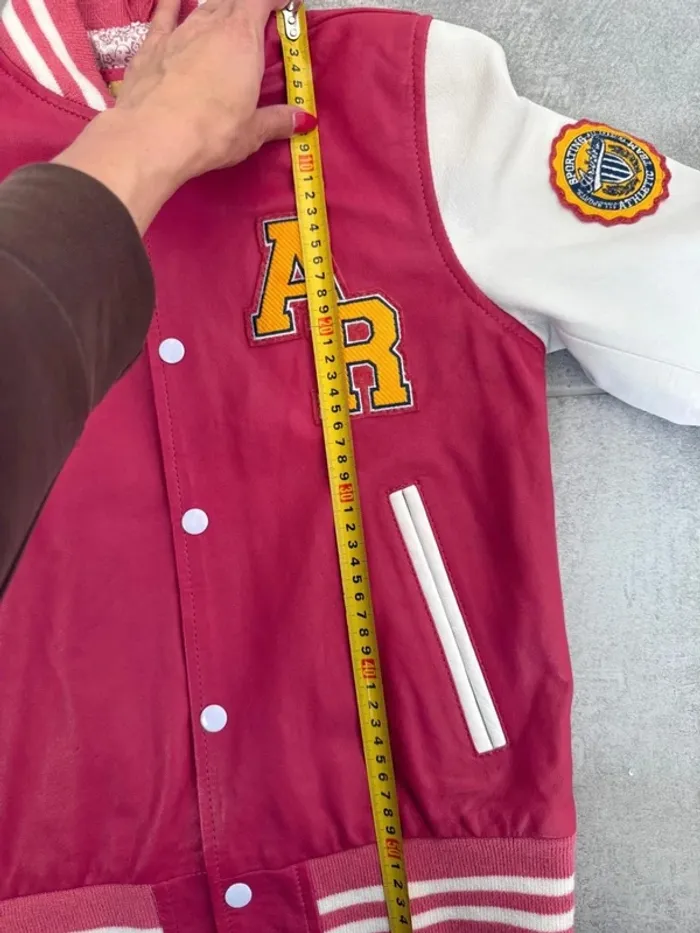 Veste bomber Aviatrix en cuir femme rose taille M très bon état - photo numéro 17
