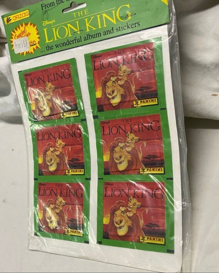 Planche de 6 sachets de stickers Panini LE ROI LION 🦁 1994 vintage - photo numéro 3