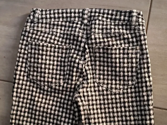 Pantalon noir blanc à carreaux Moda Ana Taille M - photo numéro 9