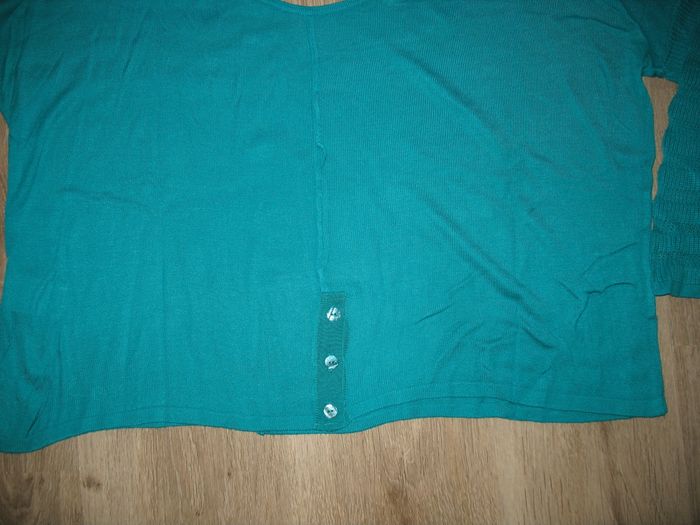PULL COURT ML TURQUOISE "MISS CAPTAIN" - Taille M - n°03 - photo numéro 4