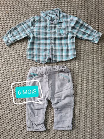 Ensemble chemise à carreaux et pantalon épais - 6 mois