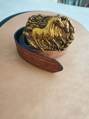 Ceinture de cowboy country 2 chevaux dorés