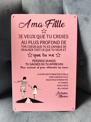 Plaque métal citation mère fille neuve 20x30cm
