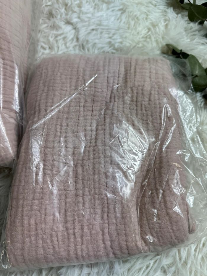 Draps housse et taie d’oreiller en gaze de coton rose la redoute - photo numéro 2