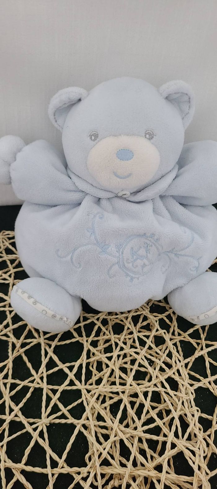 Peluche boule ours KALOO Perle bleu clair p'tit ourson 18 cm - photo numéro 2