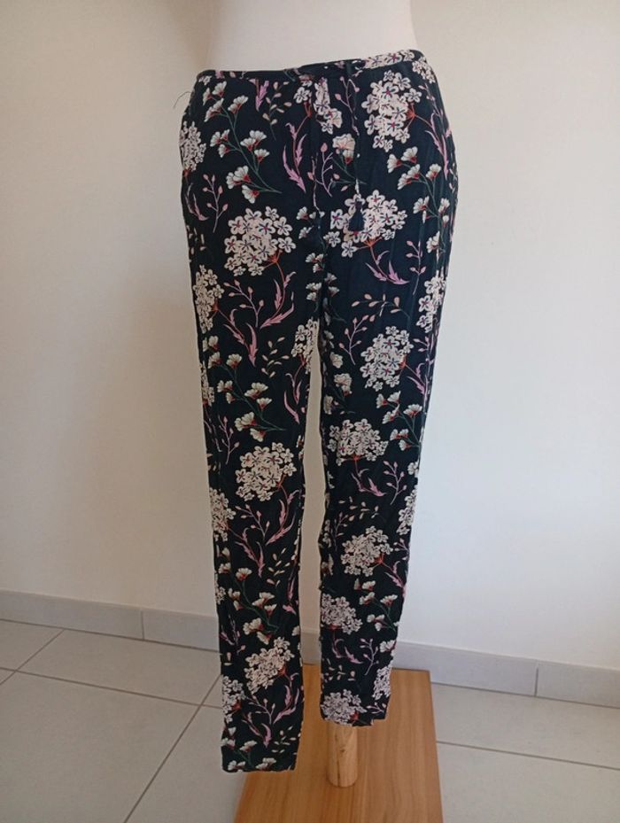 Undiz - Pantalon fluide taille XS | noir - motif floral