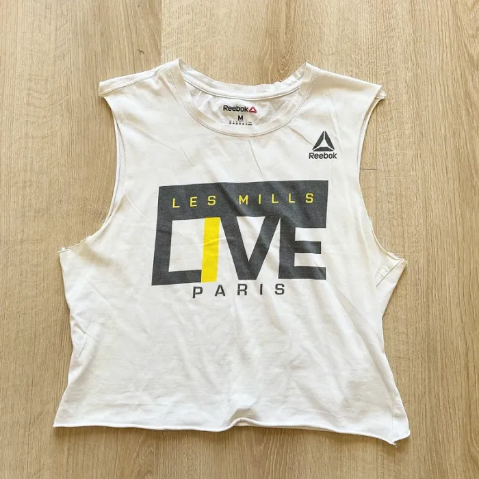 Reebok Mills Live Paris Débardeur Blanc Femme Sport Fitness Crosswear (Taille M)