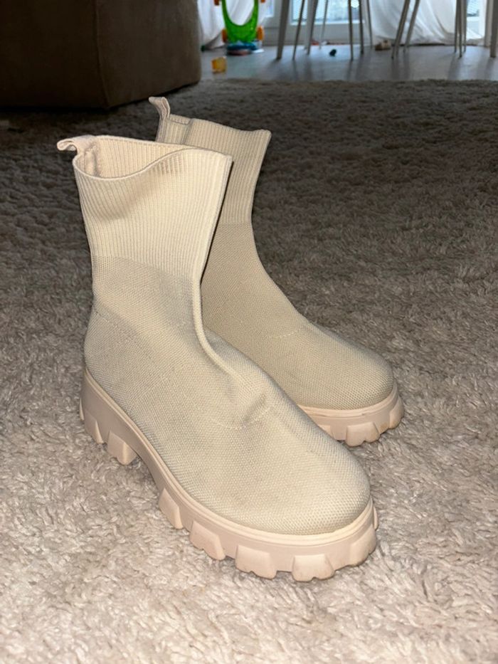 Botte chaussette beige - photo numéro 2
