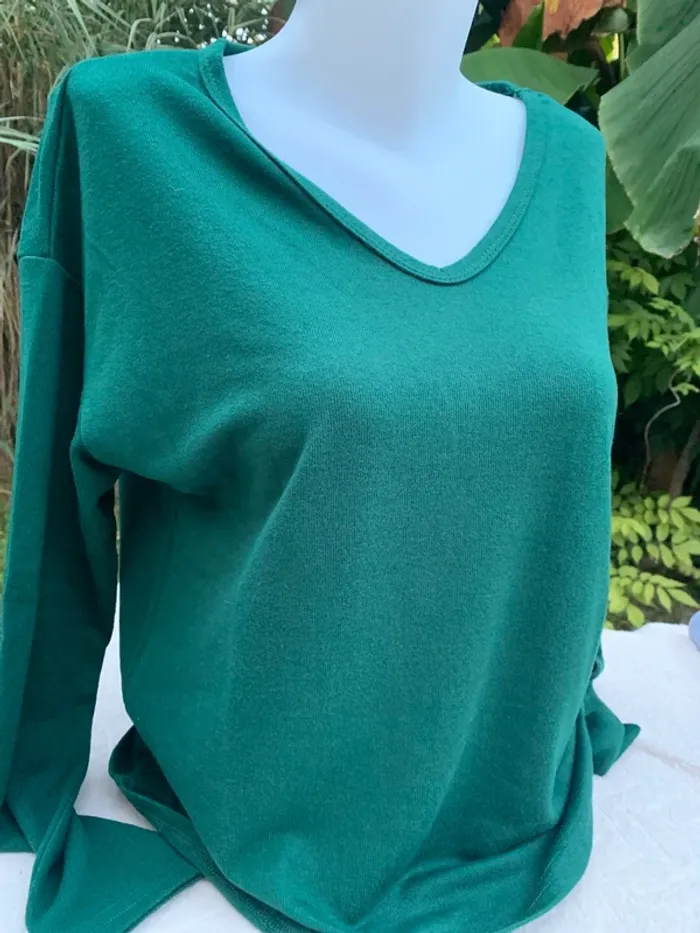 Pull fin SHEIN vert bouteille taille M - photo numéro 4