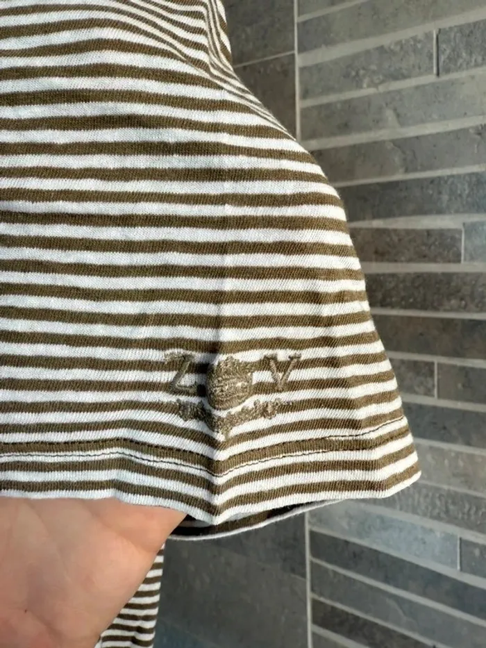 T-shirt marinière Zadig & Voltaire kaki - Taille M - photo numéro 4