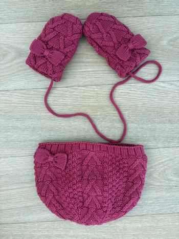 Bonnet et moufle fille 6/9mois 