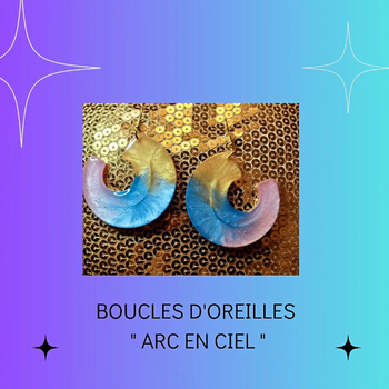 Boucles d'oreilles créoles " Arc en ciel"