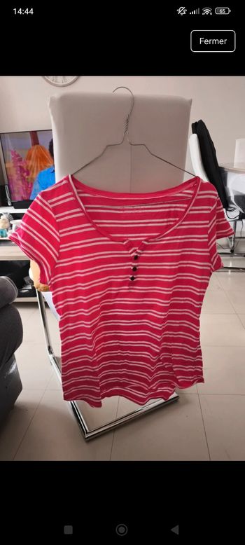 Tee shirt rayé fushia