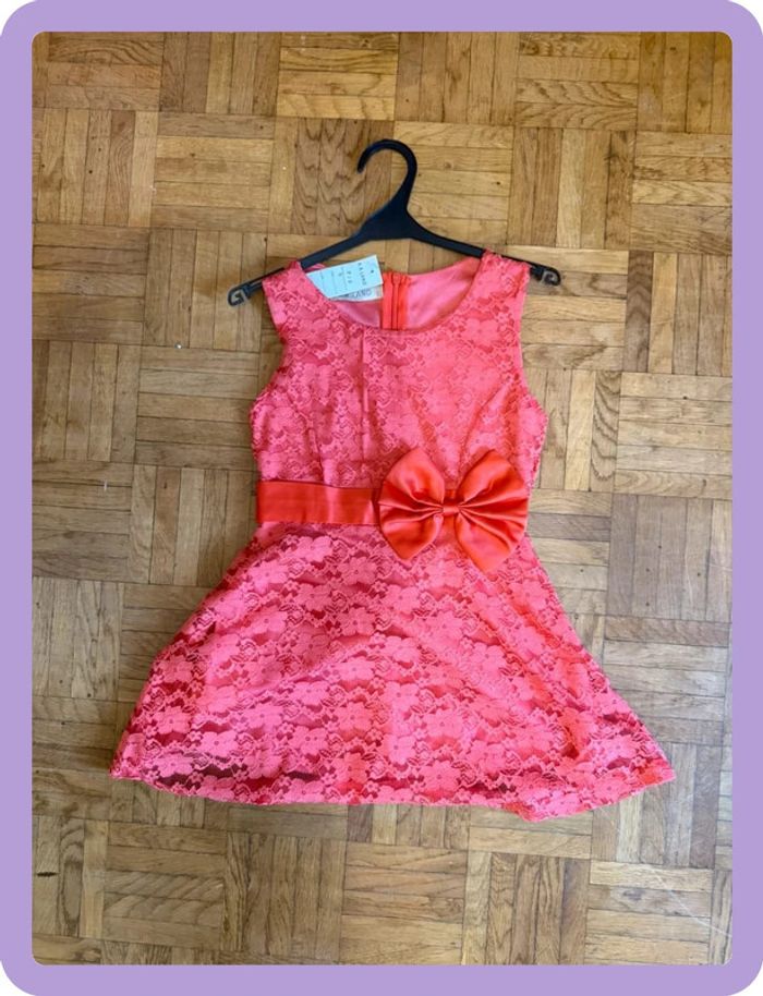 Robe à dentelle rose/orangé - photo numéro 3