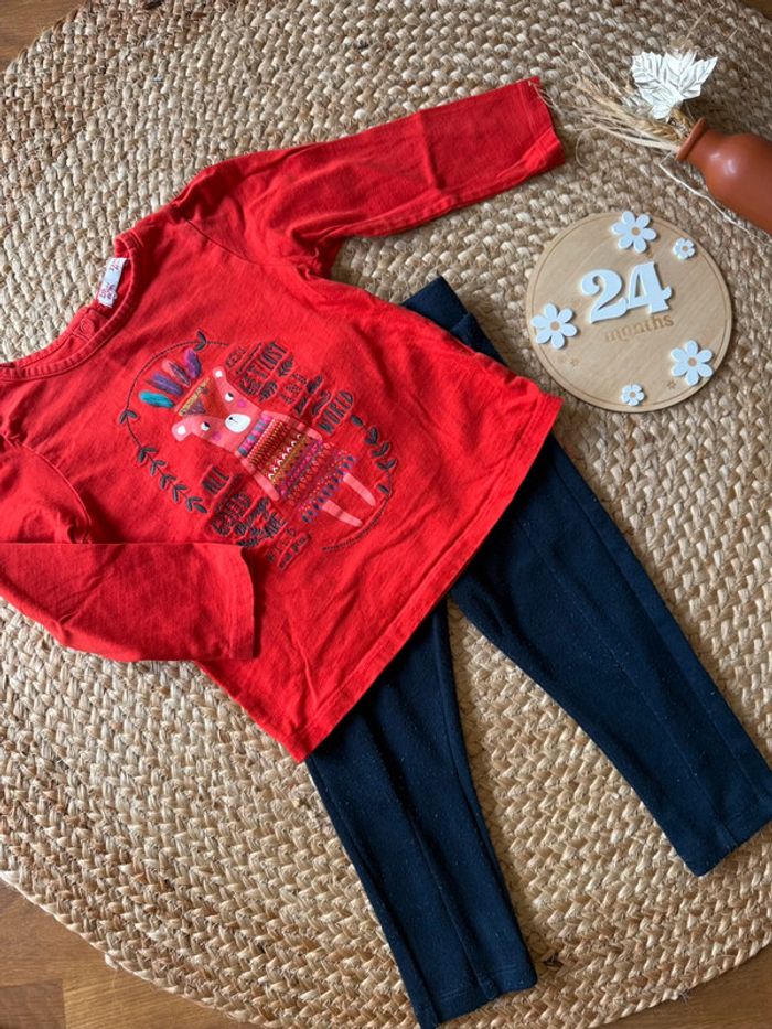 Haut manches longues et legging fille - taille 24 mois