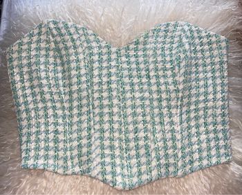 Top Zara vert et blanc XS