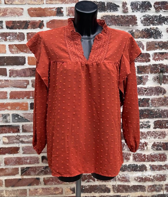 🌸Blouse manches longues à pois suisse – Taille 36 – Shein