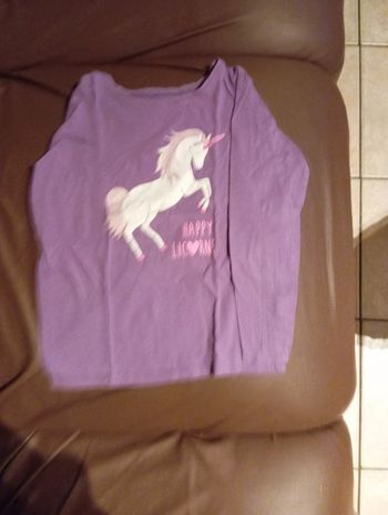 Pull manche longue mauve licorne In Extenso 6 ans