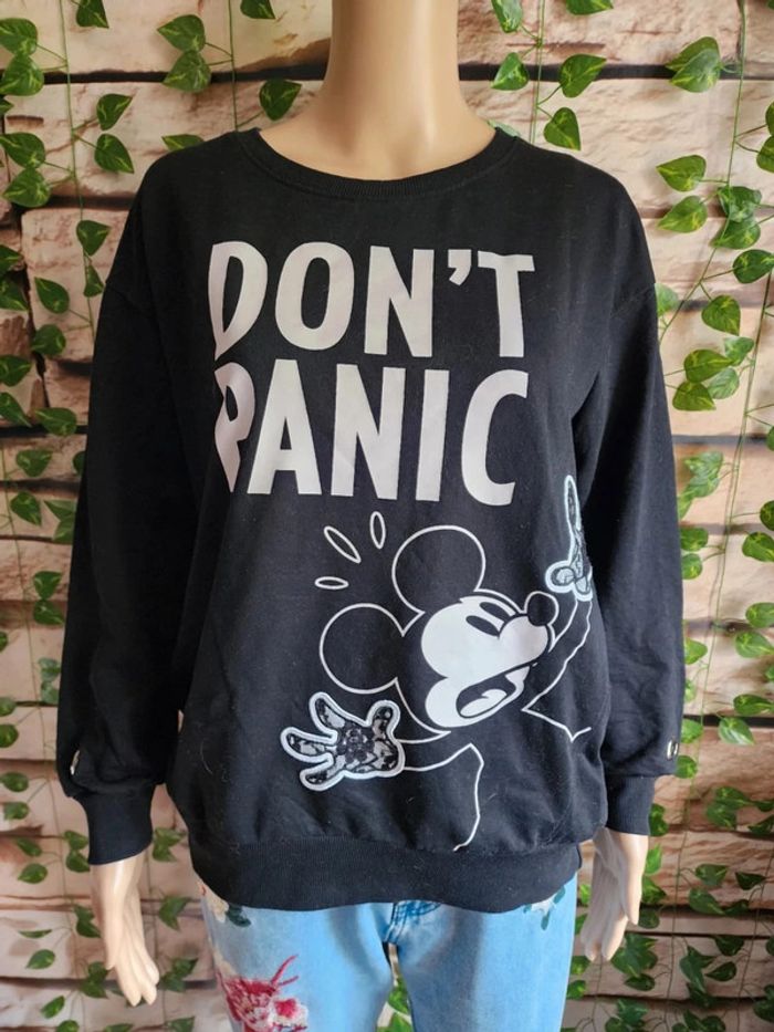 🌸Sweat noir Mickey Don’t Panic Disney Taille 36🌸
