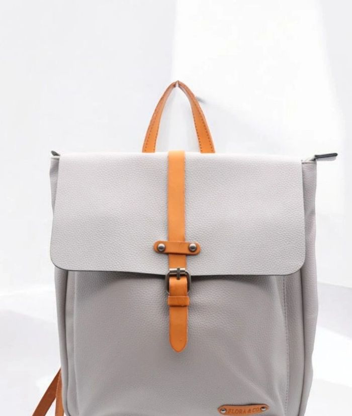 Sac à dos souple cuir polyuréthane flora&co gris clair - photo numéro 5