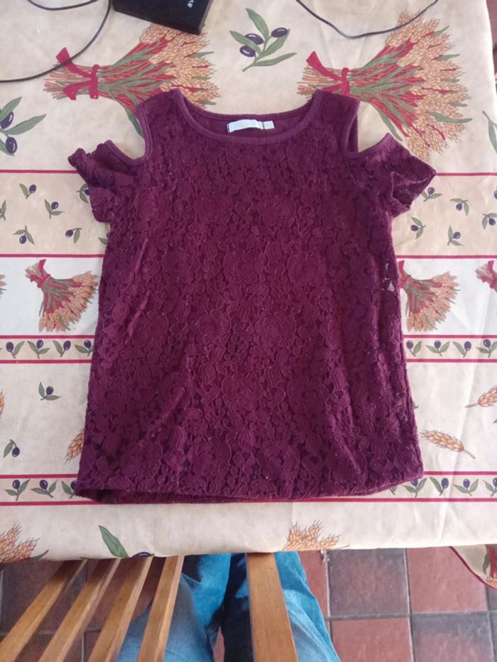 Polo dentelle épaule à vue