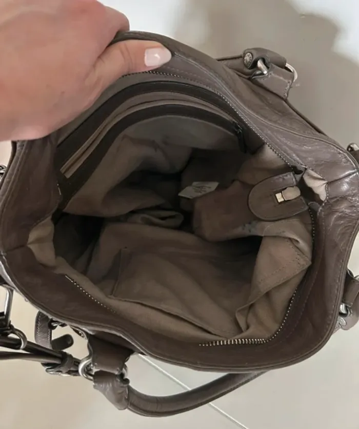 Lancaster sac bandoulière cuir gris femme soft, vintage Nova - photo numéro 9
