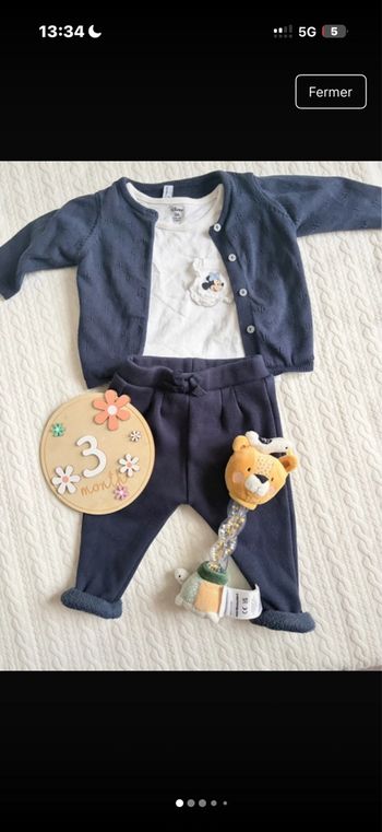 Ensemble Disney Minnie 3 mois - 3 pièces