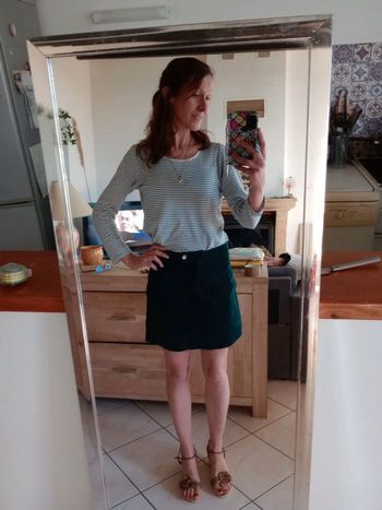 Jupe femme 36 vert bouteille type velours c76