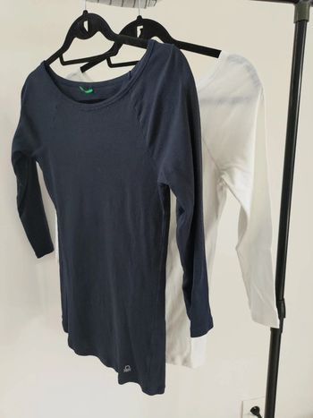 Benetton Lot de 2 t-shirt manches 3/4 marine et blanc M