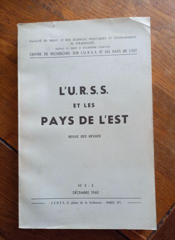 l'U.R.S.S et les Pays de l'Est 1960 Faculté de droit et des sciences politiques et économiques
