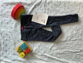 pantalon slim bleu marine taille réglable 3 ans tissaia