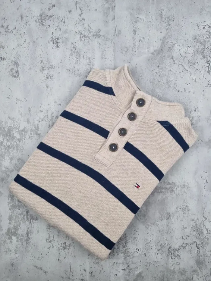 Pull rayé col montant boutonné Tommy Hilfiger XXL Hommes