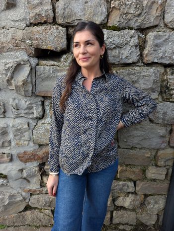 Chemise marine/taupe Zèbre
Taille S/M