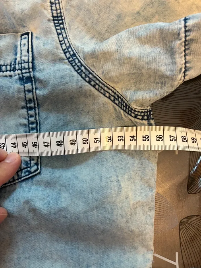 Chemise manche courte couleur jeans - photo numéro 6