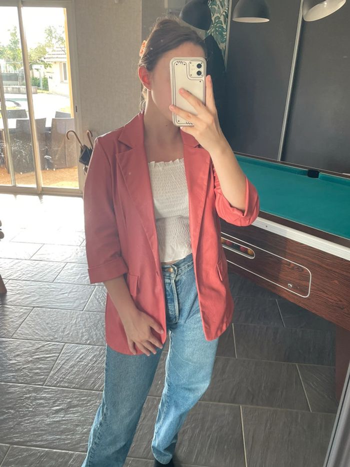 blazer en cuir rose - photo numéro 4