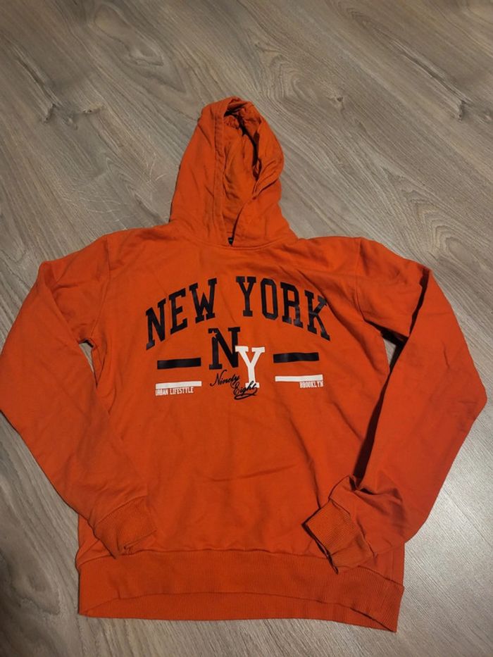 Pull à capuches orange foncé garçon 14 ans npo junior
