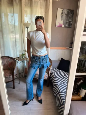 Pantalon avec jupe intégrée vintage bohème champêtre 2000yer y2k