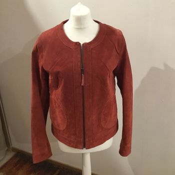 Blouson femme en   daim rose foncé