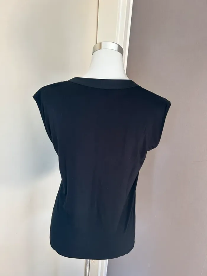 123 blouse haut top manches courtes Noir col V femme, taille 38/M - photo numéro 4