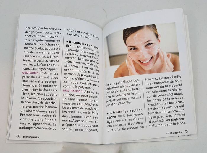 "Le bicarbonate, un super allié".
Santé magazine.
51 pages - photo numéro 4