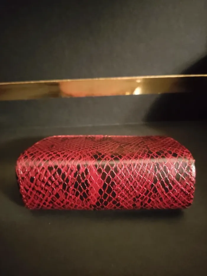 Petit porte monnaie rouge bordeaux effet croco cuir - photo numéro 4