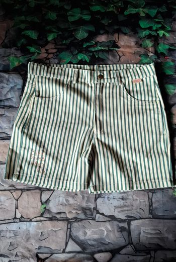 Short jean rayé vert Maison Loucha