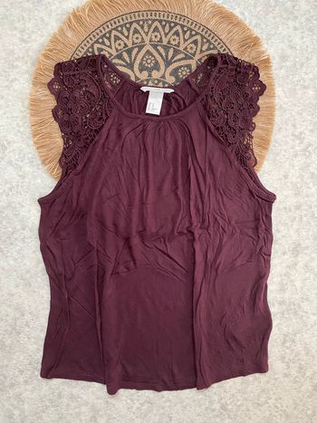 Débardeur dentelle violet femme