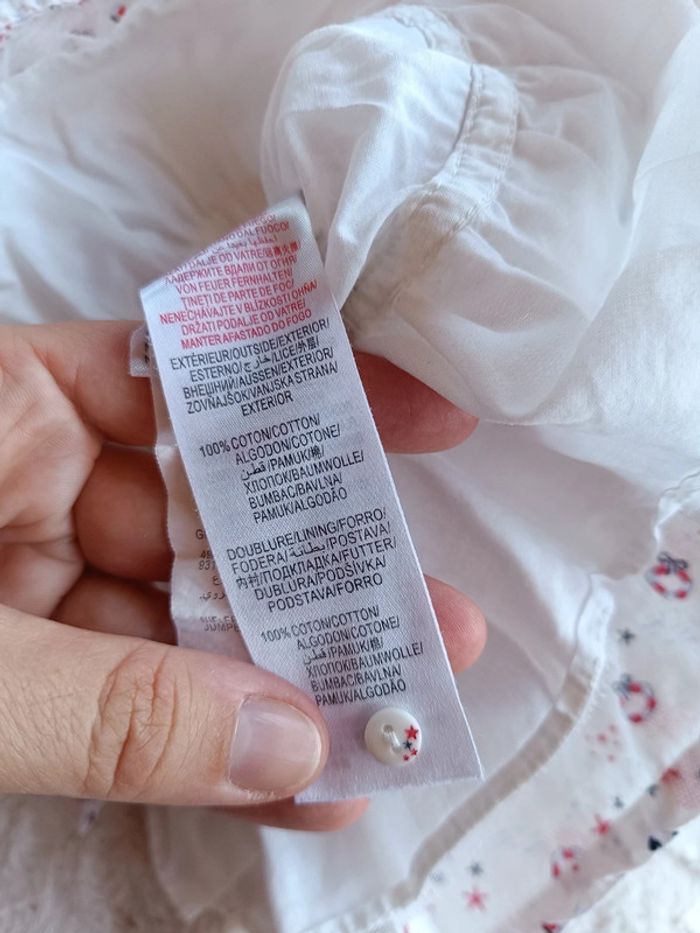 Ensemble 5 pièces (robe+boomer+tee shirt+gilet+chapeau) Fille 6 mois oiseau mer Sergent major - photo numéro 4